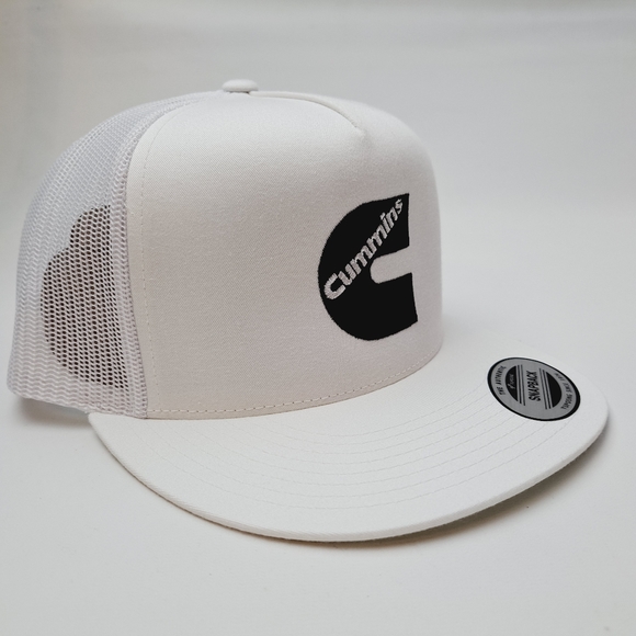 Cummins Flat Bill Trucker Mesh Snapback Cap Hat White - Picture 3 of 4